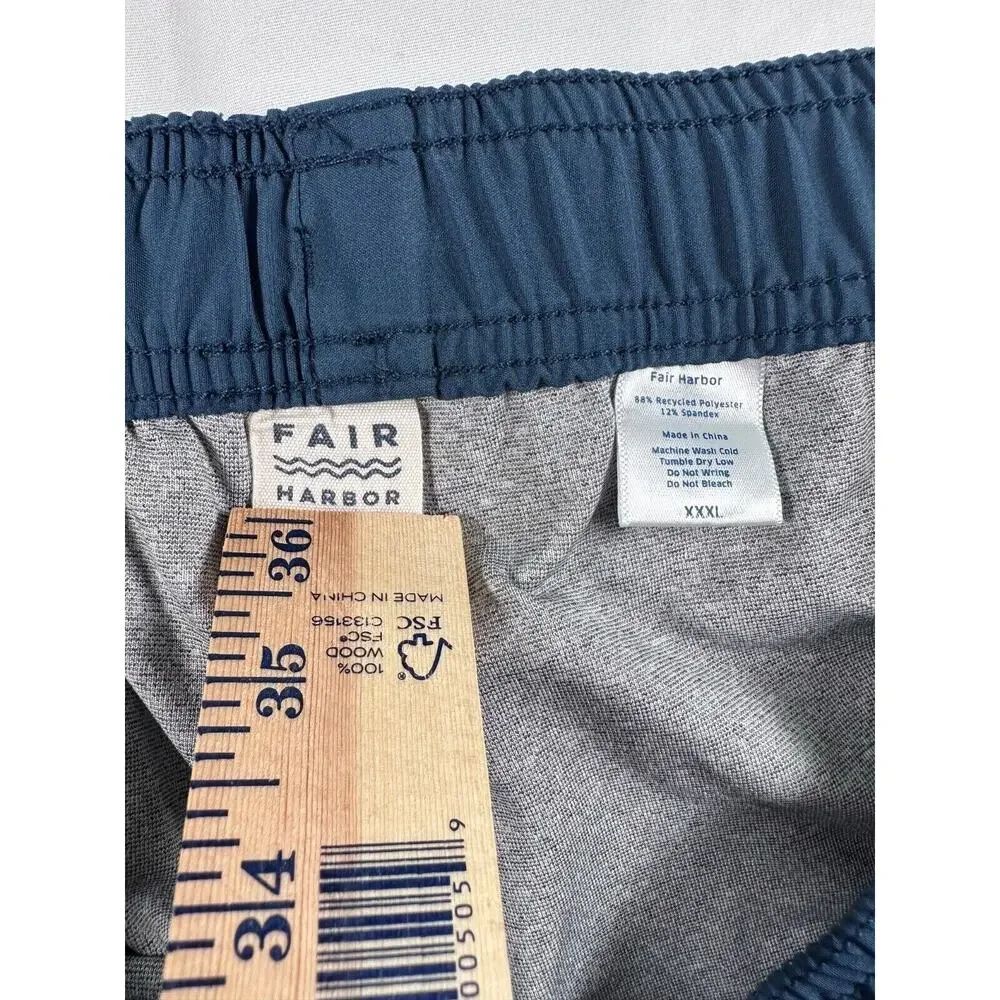Fair Harbor Swim Trunks Mens 3XL Blue Shorts Lined Drawstring Pockets Beach